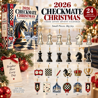 2026 Checkmate Christmas Chess Lover Advent Calendar Unique Holiday Decor Chess Piece Ornaments Christmas Countdown Gift For Him