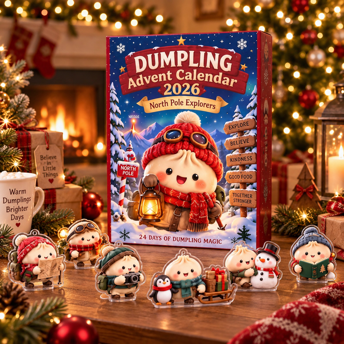 2026 Cute Dumpling Advent Calendar, Kawaii 24 Day Christmas Countdown, Holiday Surprise Toy Gift, Kids Christmas Decor
