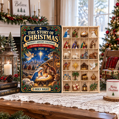 Personalized Nativity Advent Calendar, Christmas Countdown Calendar, 24 Day Acrylic Ornament Set, Religious Gift, Bible Story Keepsake