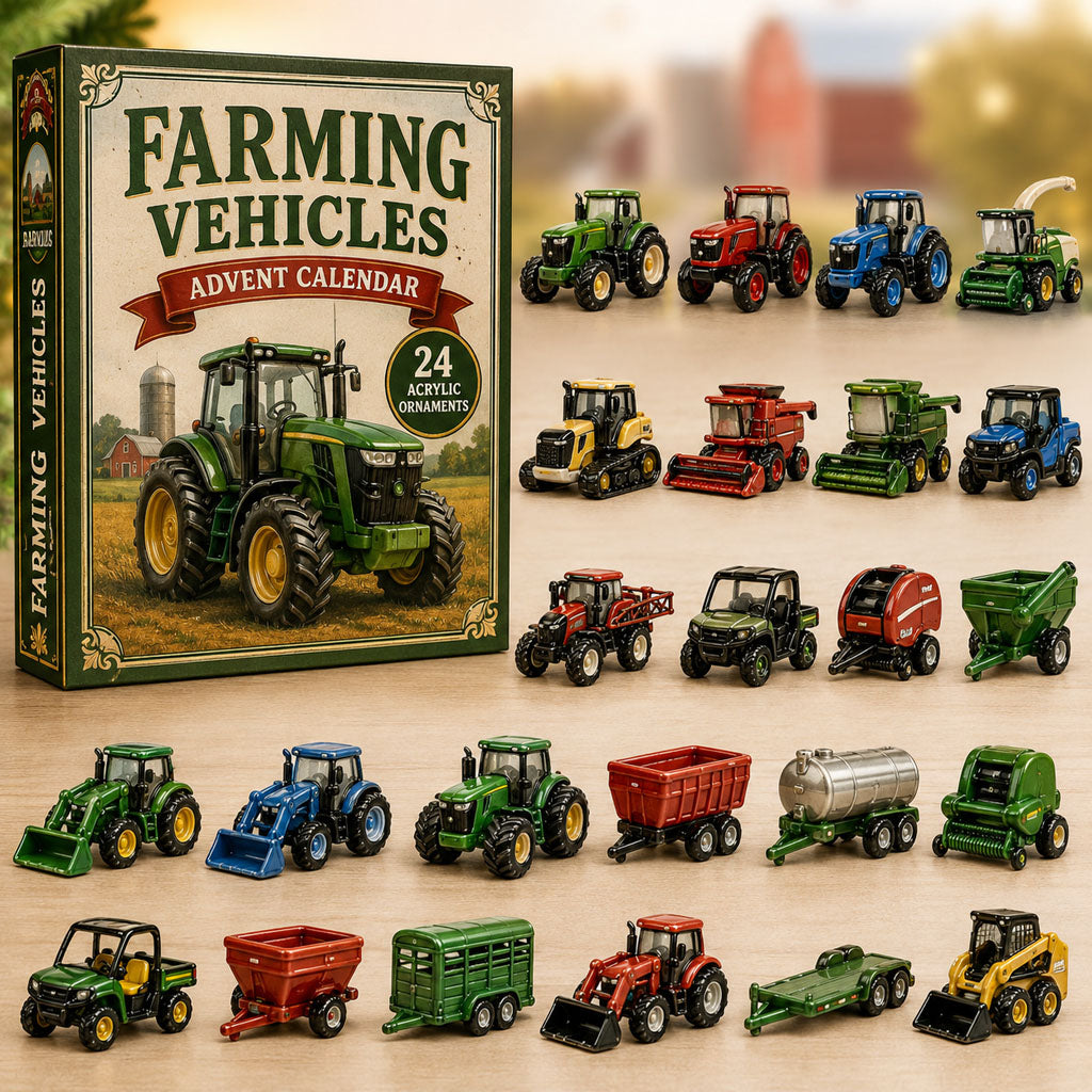 Farming Vehicles World Advent Calendar 2026 - 24-Day Festive Countdown, Acrylic Charms Blind Box - Gift For Vehicle Lovers