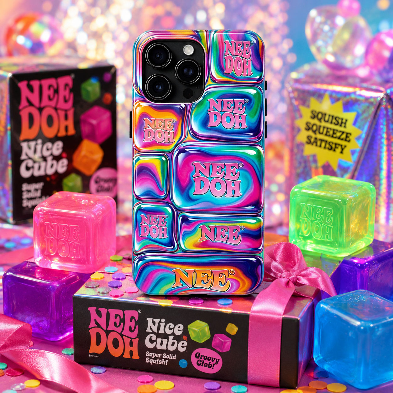 NeeDoh 3D Ice Cube Bubble Graphic Tough Phone Case