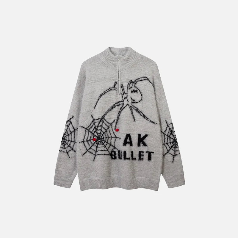 Vintage Zipper Spider Web Sweater