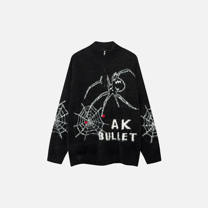 Vintage Zipper Spider Web Sweater