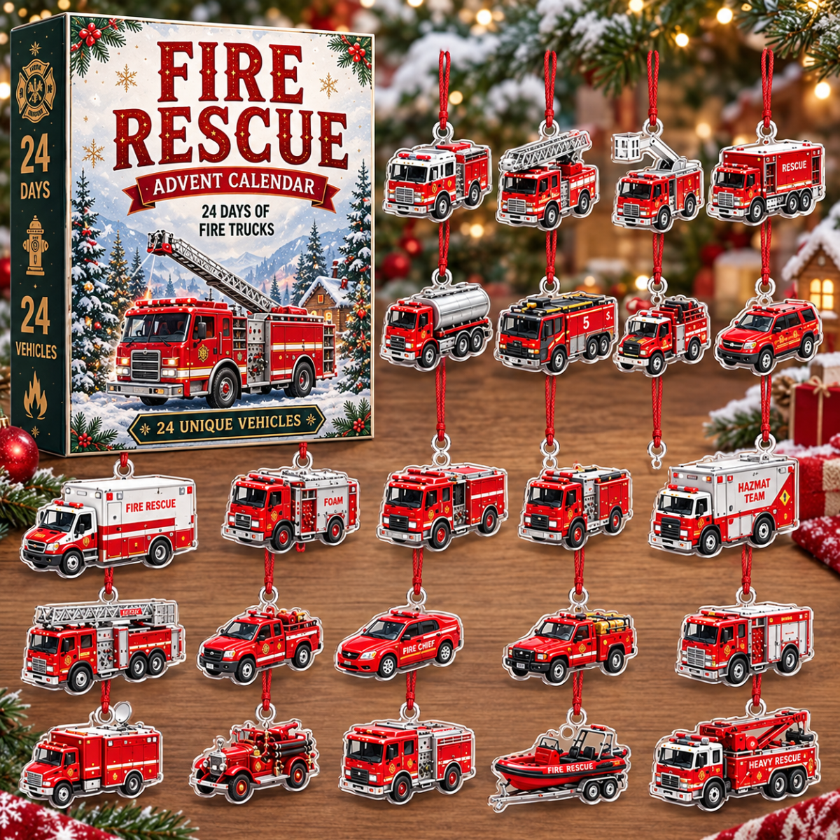 2026 Fire & Rescue Advent Calendar – 24-Day Fire Truck & Rescue Vehicle Countdown, Action-Packed Firefighter Christmas Gift and Holiday Surprise for Kids