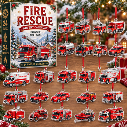 2026 Fire & Rescue Advent Calendar – 24-Day Fire Truck & Rescue Vehicle Countdown, Action-Packed Firefighter Christmas Gift and Holiday Surprise for Kids