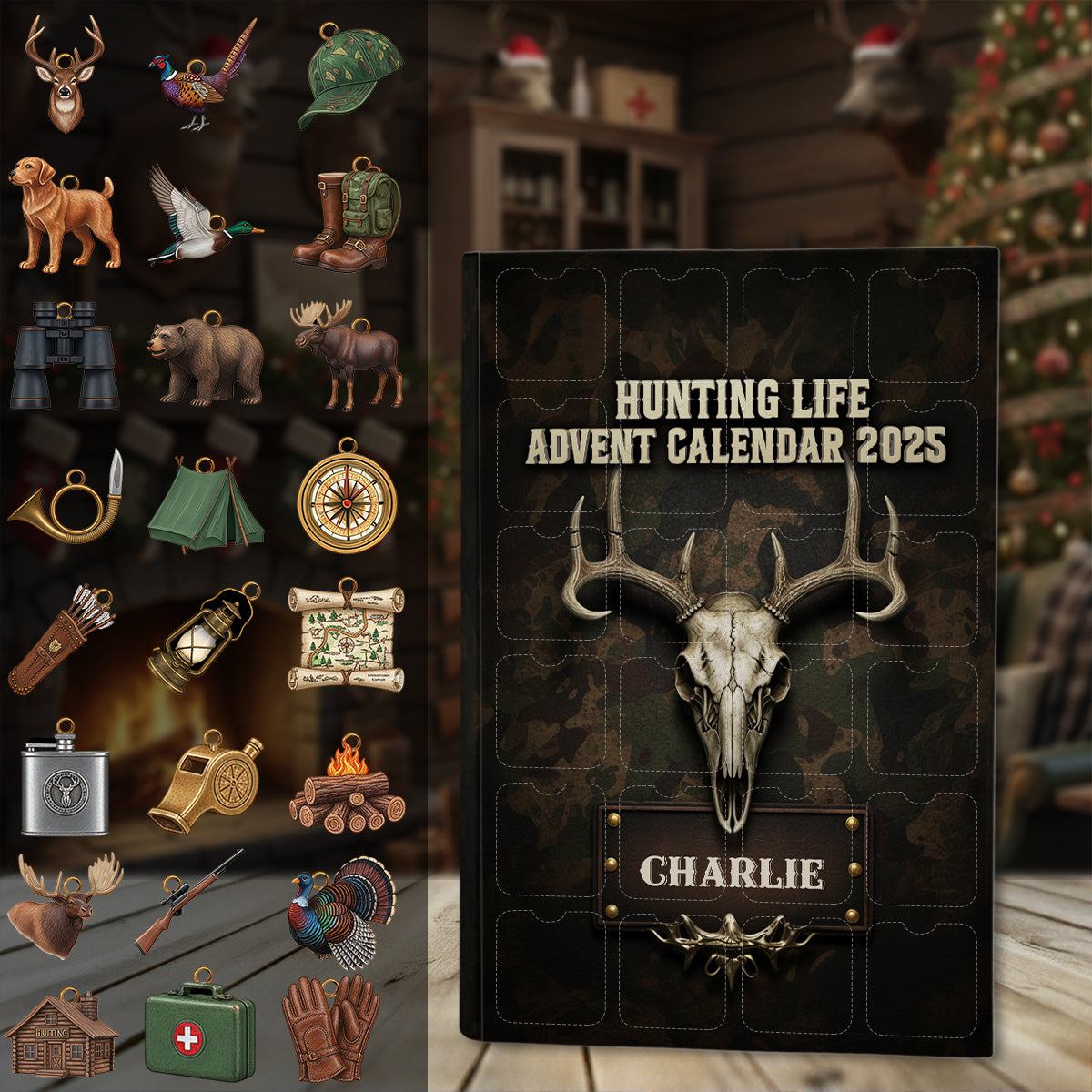 Hunting Life Blind Box - Personalized Hunting Advent Calendar With Ornaments 24 Acrylic Ornament Countdown To Christmas