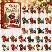 Dachshund Advent Calendar 2026, 24 Day Christmas Countdown, Flat Acrylic Wiener Dog Ornaments, Xmas Weenie Dog Holiday Gift for Dog Lovers