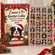 Personalized Border Collie Advent Calendar 2026, 24 Acrylic Dog Ornaments, Christmas Countdown Gift Box for Dog Lovers & Kids