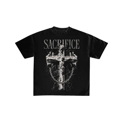Sacrifice Gothic Cross and Chains Graphic Tee