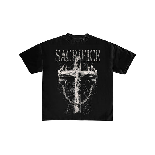 Sacrifice Gothic Cross and Chains Graphic Tee