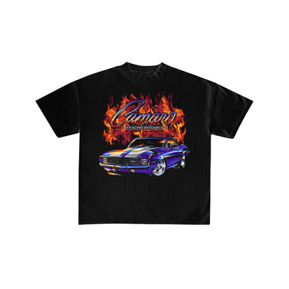 Vintage Camaro Flame Graphic Muscle Car T-Shirt