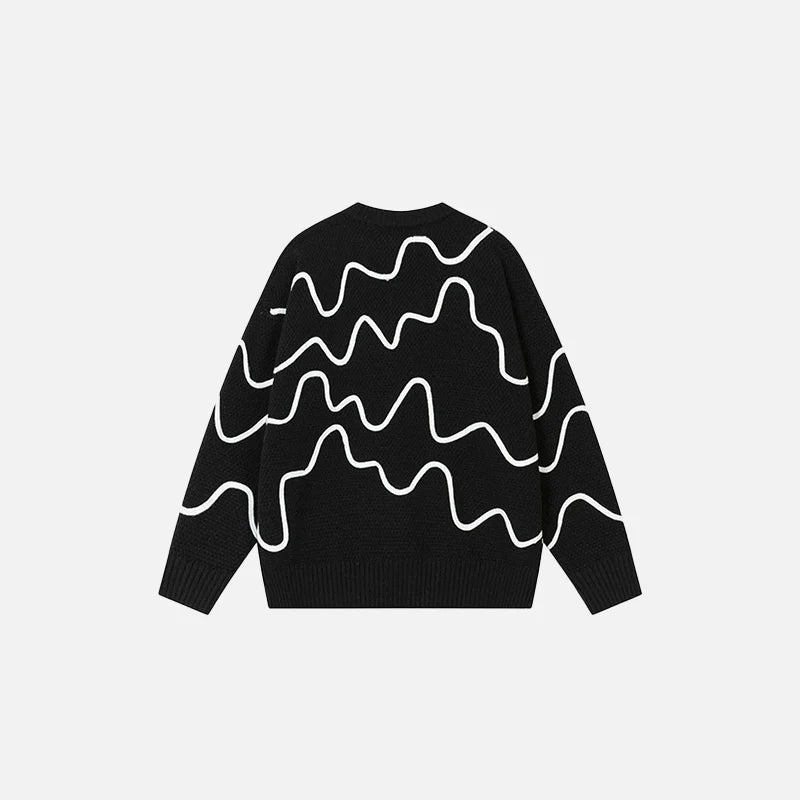 Wave Pattern Knit Sweater