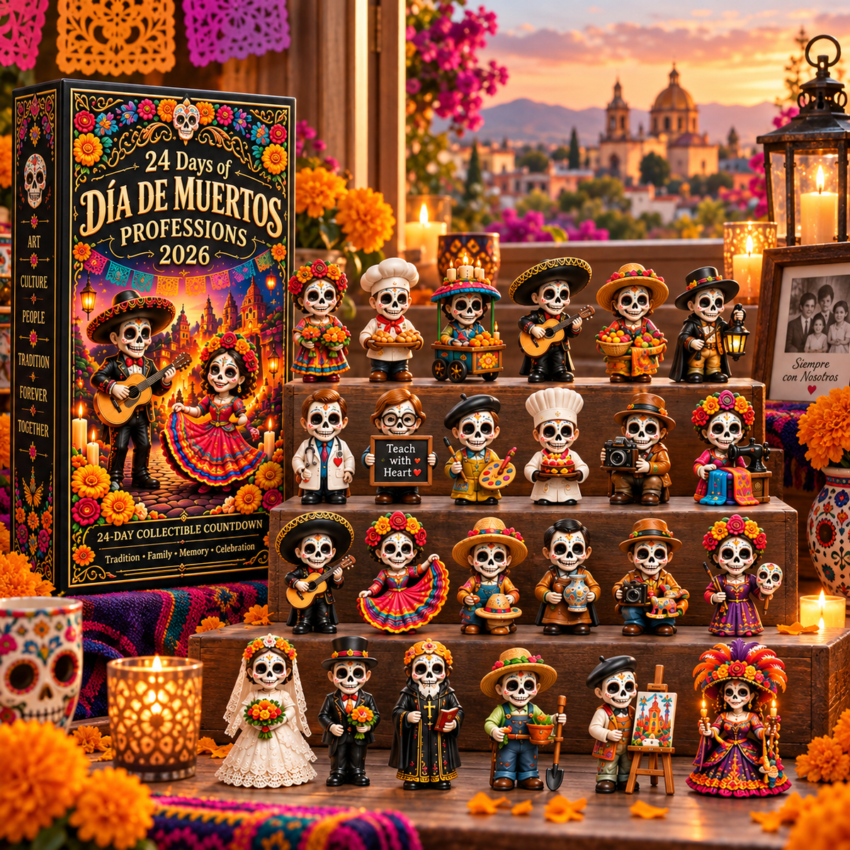 24 Days of Día de Muertos Professions 2026 – 24-Day Collectible Countdown Calendar with 24 Unique Profession Miniatures