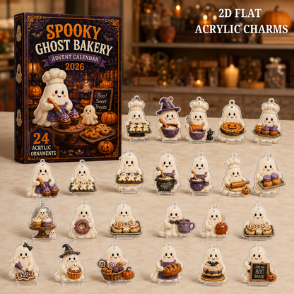 Spooky Ghost Bakery Advent Calendar 2026 - 24-Day Festive Countdown, Acrylic Charms Blind Box - Gift For Family & Friends