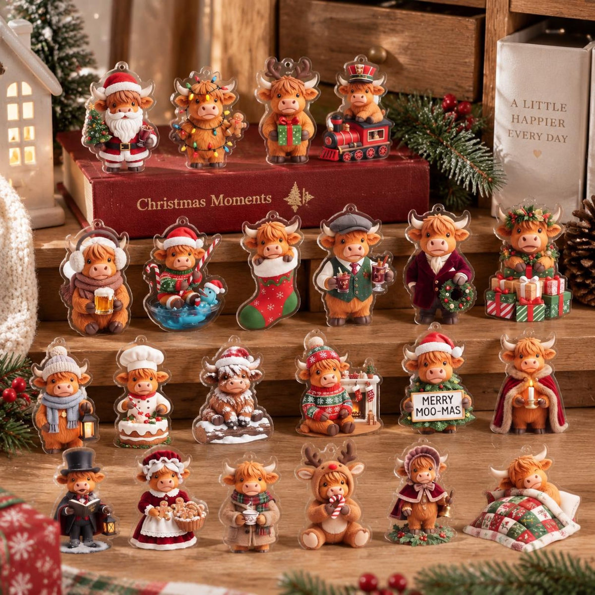 Highland Cow Advent Calendar 2026, 24 Days Christmas Countdown Blind Box, Farmhouse Decor, Christmas Set Gift for Kids, Cow Lover Gift