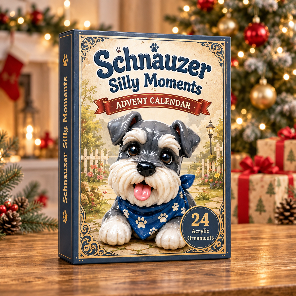 Schnauzer Silly Moments Advent Calendar 2026 - 24-Day Festive Countdown, Acrylic Charms Blind Box - Gift For Schnauzer Lovers