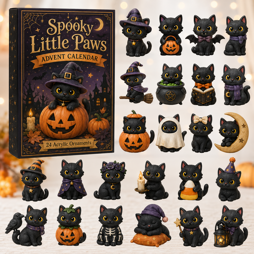 Spooky Little Paws Advent Calendar 2026 - 24 Day Spirits Countdown, Acrylic Charms Blind Box - Gift For Cat Lover
