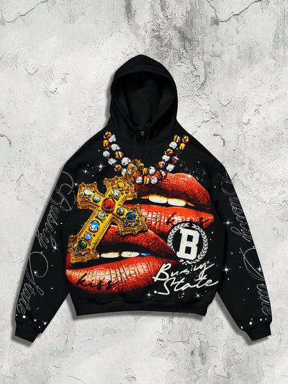 Men's Lip Cross Thermal Lined Hoodie