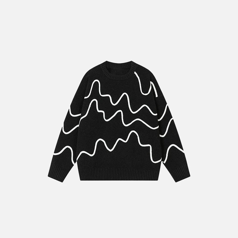 Wave Pattern Knit Sweater