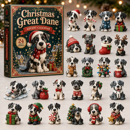 Christmas Great Dane Advent Calendar 2026 - 24-Day Festive Countdown, Acrylic Charms Blind Box - Gift For Great Dane Lovers