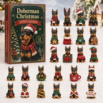 Doberman Christmas Advent Calendar 2026 - 24-Day Festive Countdown, Acrylic Charms Blind Box - Gift For Doberman Lovers