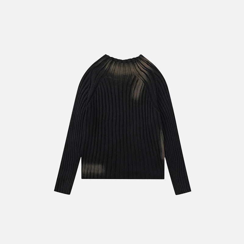 Loose Ripple Knit Sweater – Minimalist Ribbed Texture O-Neck Design