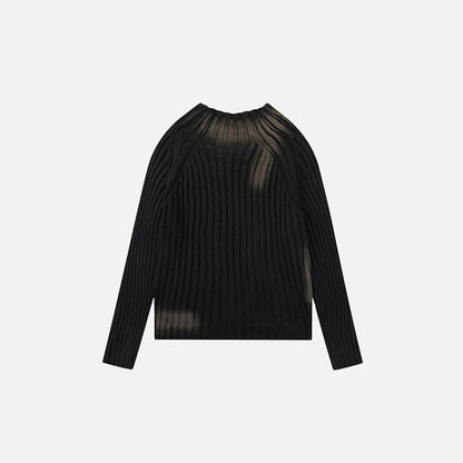 Loose Ripple Knit Sweater – Minimalist Ribbed Texture O-Neck Design