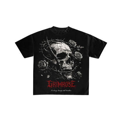 Grimrose Skull and Roses Graphic Tee
