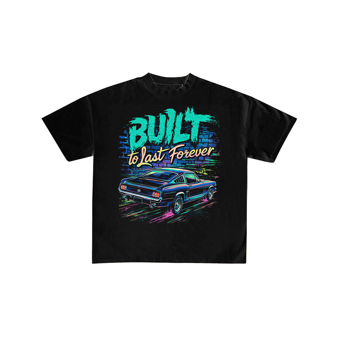 Retro Mustang Built to Last Forever Graphic T-Shirt