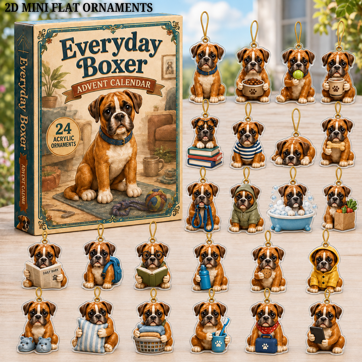 Everyday Boxer Advent Calendar 2026 - 24-Day Festive Countdown, Acrylic Charms Blind Box - Gift For Boxer Lovers