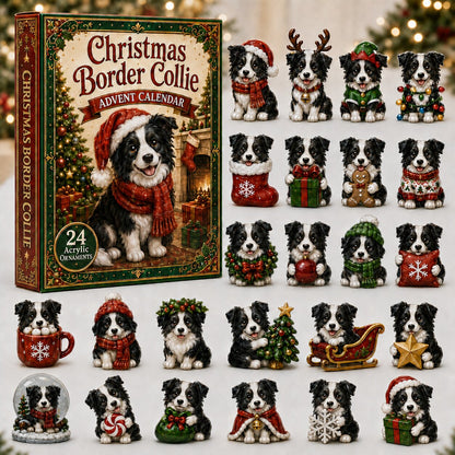 Christmas Border Collie Advent Calendar 2026 - 24-Day Festive Countdown, Acrylic Charms Blind Box - Gift For Dogs Lovers