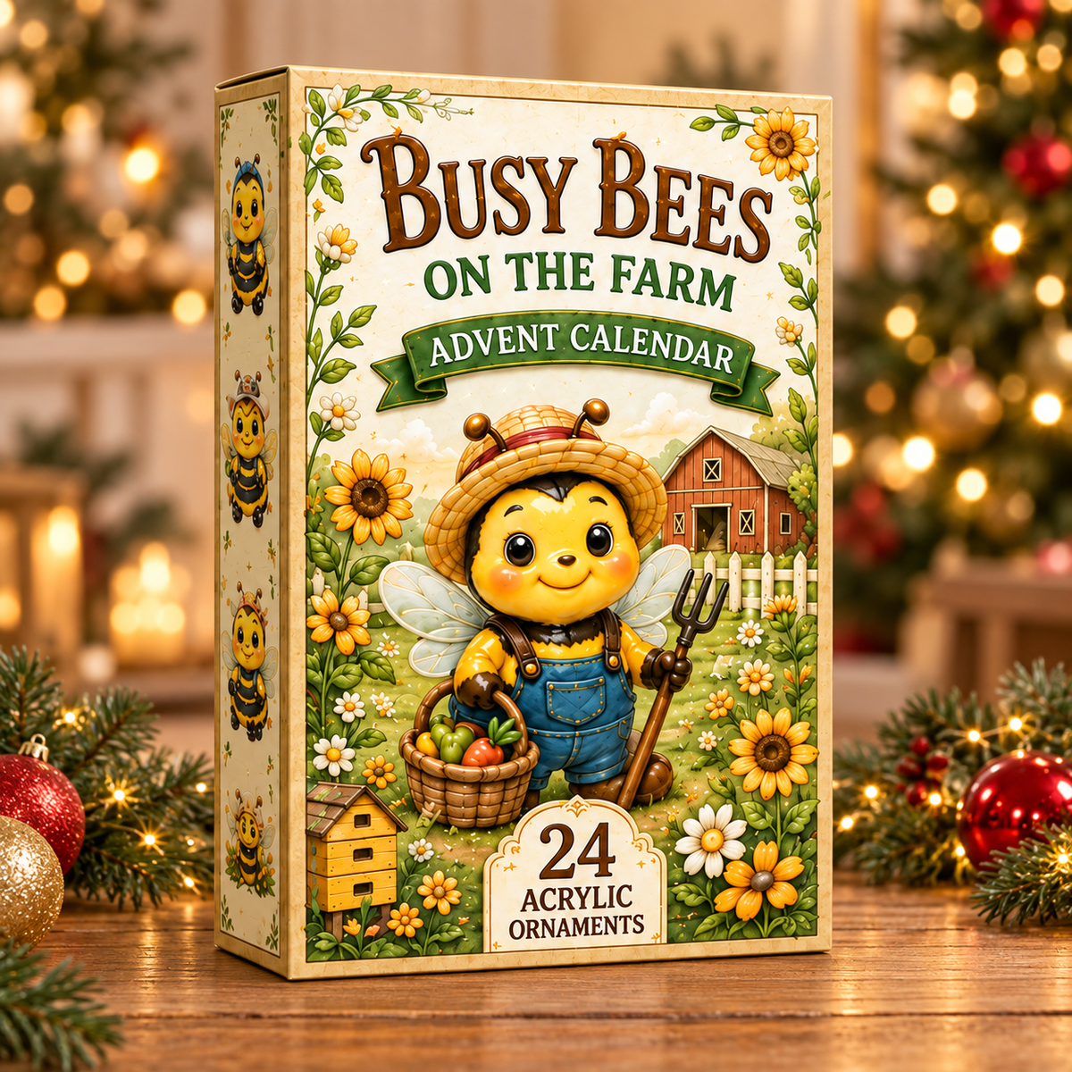 Busy Bees Advent Calendar 2026 - 24-Day Festive Countdown, Acrylic Charms Blind Box - Gift For Bee Lover