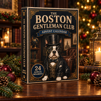 The Boston Gentleman Club Advent Calendar 2026 - 24-Day Festive Countdown, Acrylic Charms Blind Box - Gift For Dog Lovers