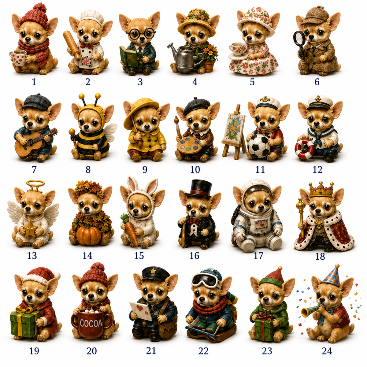 Chihuahua Jobs Advent Calendar - 24 Days of Acrylic Ornament