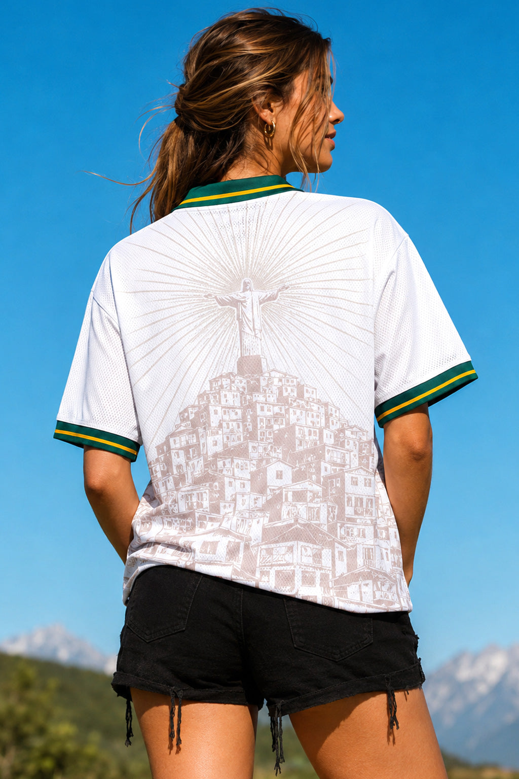 Men's Streetwear Jesus Print World Cup Brazil Jersey