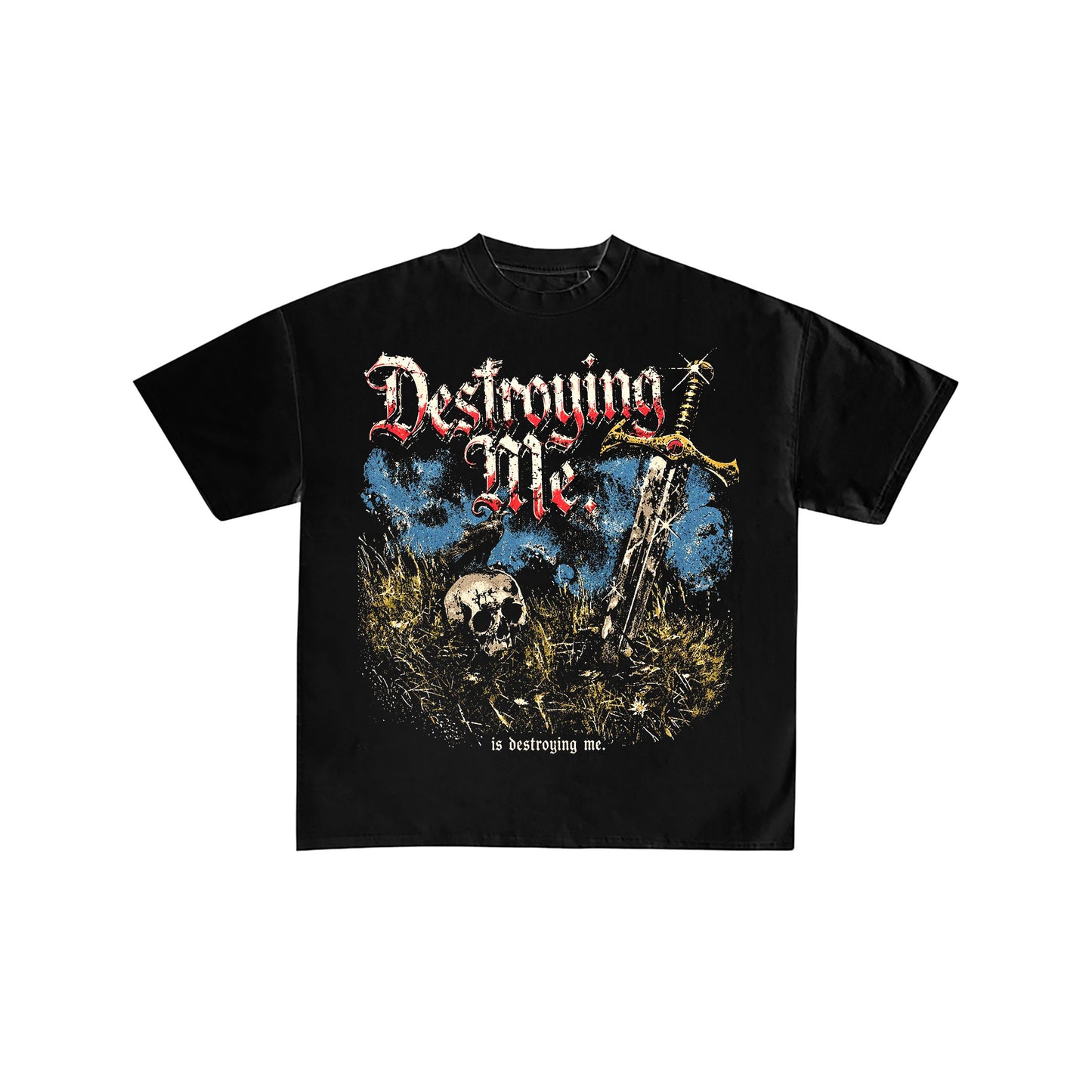 Destroying Me Skull and Sword Vintage Metal Tee