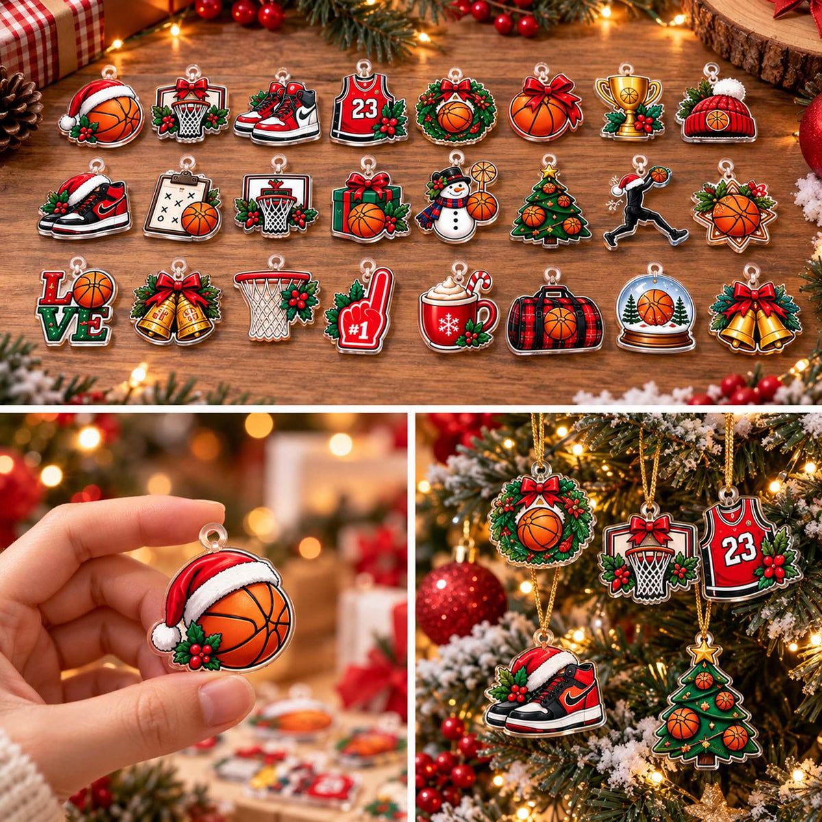 Basketball Christmas Advent Calendar Personalized, Custom Basketball Blind Box, 24 Day Christmas Countdown with Basketball Ornament Set
