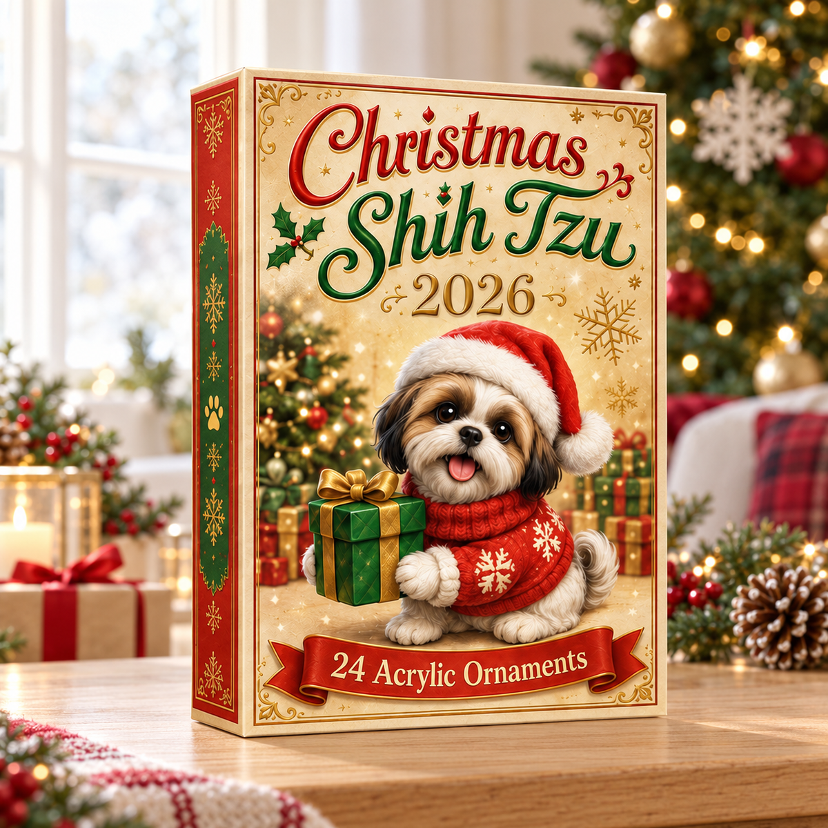 Christmas Shih Tzu Advent Calendar 2026 - 24-Day Festive Countdown, Acrylic Charms Blind Box - Gift For Shih Tzu Lovers