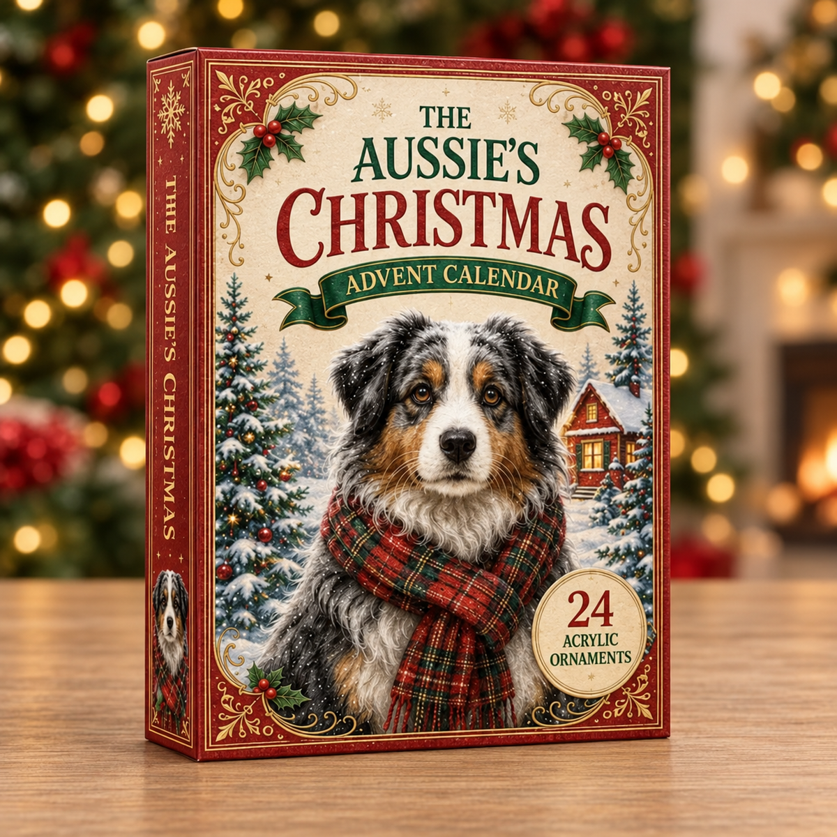 Festive Australian Shepherd Advent Calendar 2026 - 24-Day Festive Countdown, Acrylic Charms Blind Box - Gift For Dog Lovers