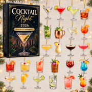 Cocktail Night Advent Calendar 2026 - 24-Day Festive Countdown, Acrylic Charms Blind Box - Gift For Cocktail Lovers