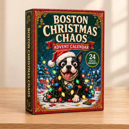 Boston Christmas Chaos Advent Calendar 2026 - 24-Day Festive Countdown, Acrylic Charms Blind Box - Gift For Dog Lovers