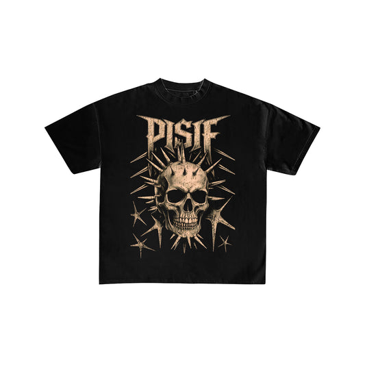 Vintage Spiked Skull Graphic Oversized T-Shirt