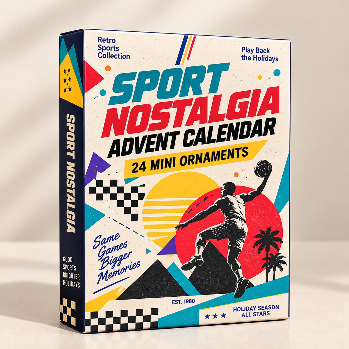 Sports Nostalgia Advent Calendar – 24 Mini Acrylic Sports Ornaments, Retro Christmas Countdown Gift For Sports Fans