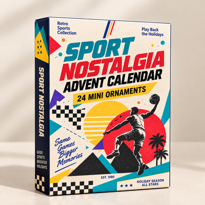 Sports Nostalgia Advent Calendar – 24 Mini Acrylic Sports Ornaments, Retro Christmas Countdown Gift For Sports Fans