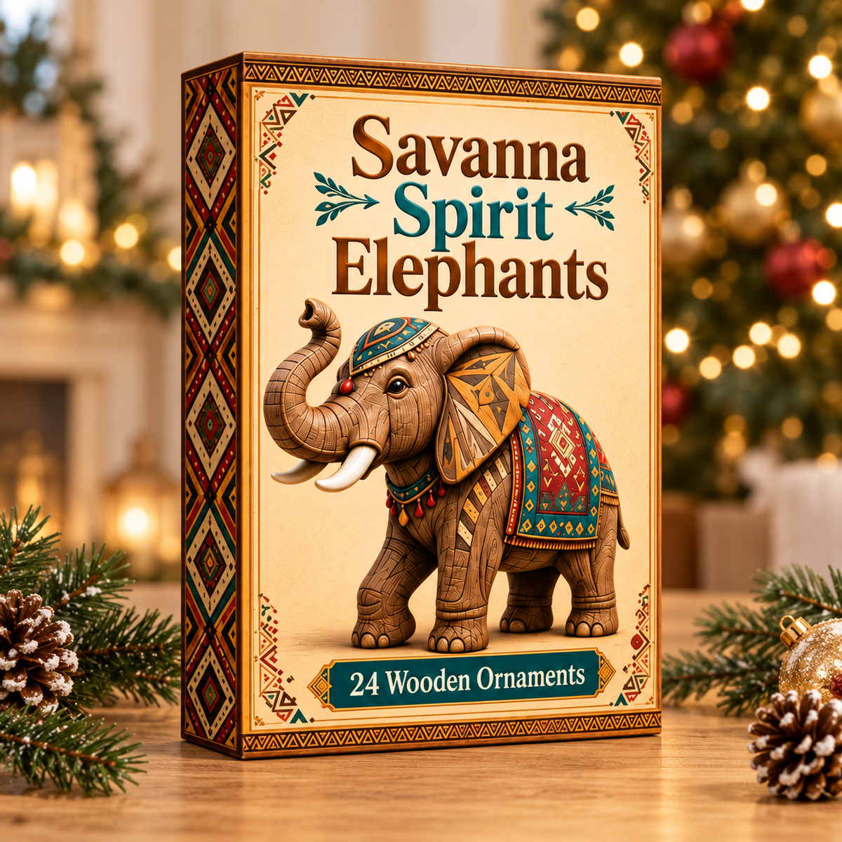 Savanna Spirit Elephants Advent Calendar 2026 - 24-Day Festive Countdown, Wooden Charms Blind Box - Gift For Elephant Lovers