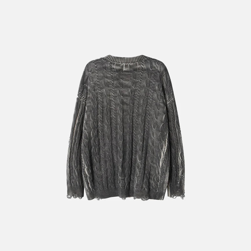 Distressed Cable Knit Sweater