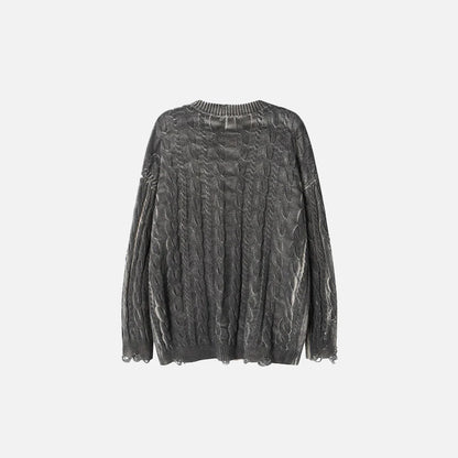 Distressed Cable Knit Sweater