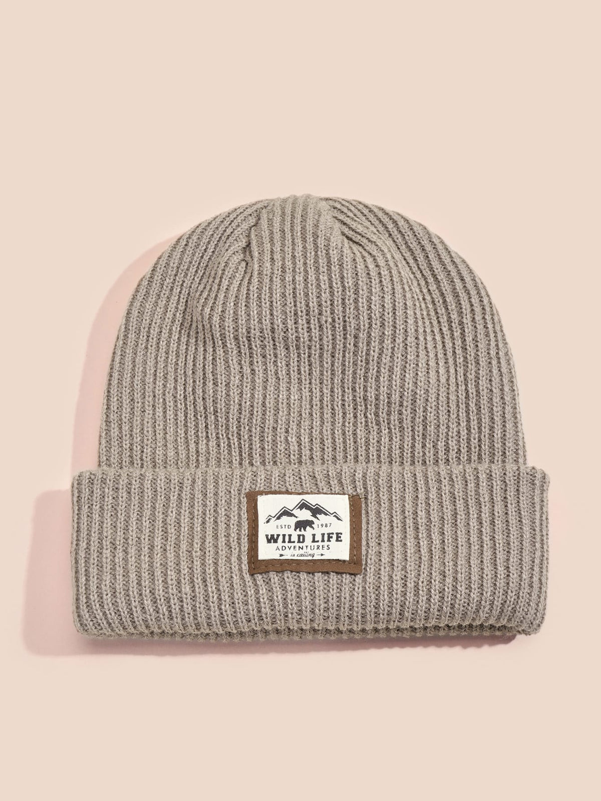 Casual Letter Patch Knit Beanie Hat