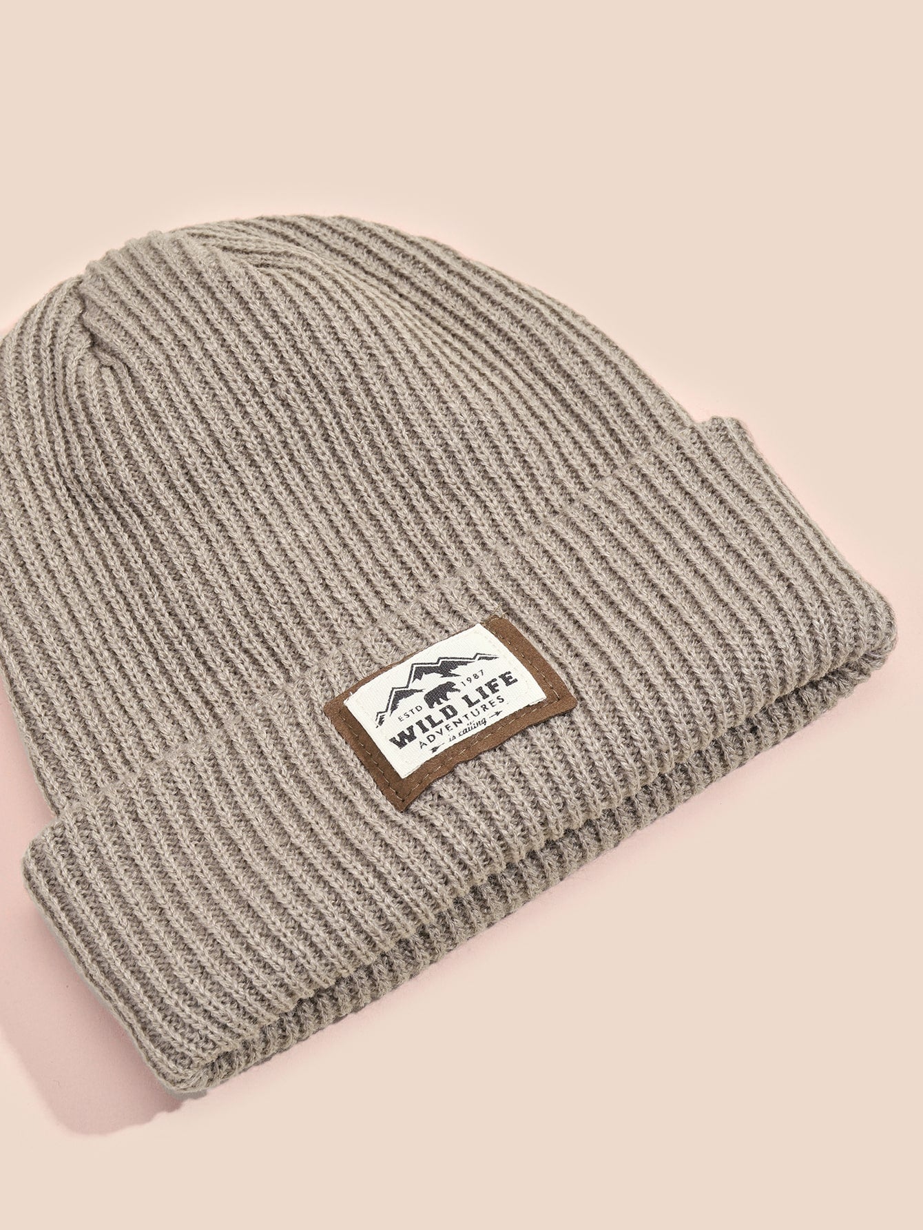 Casual Letter Patch Knit Beanie Hat