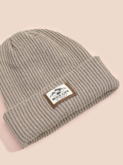 Casual Letter Patch Knit Beanie Hat